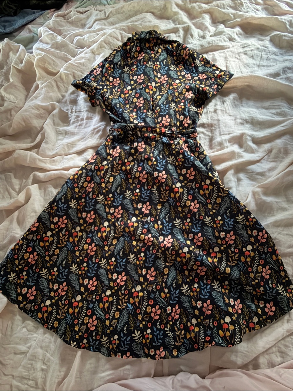 Eva Rose Floral and Mushroom Cotton Dress - Picture 2 of 3